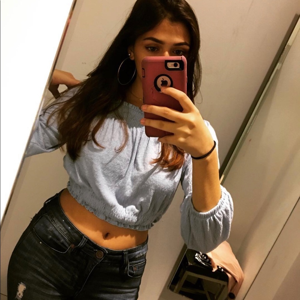 Light Blue Crop Blouse